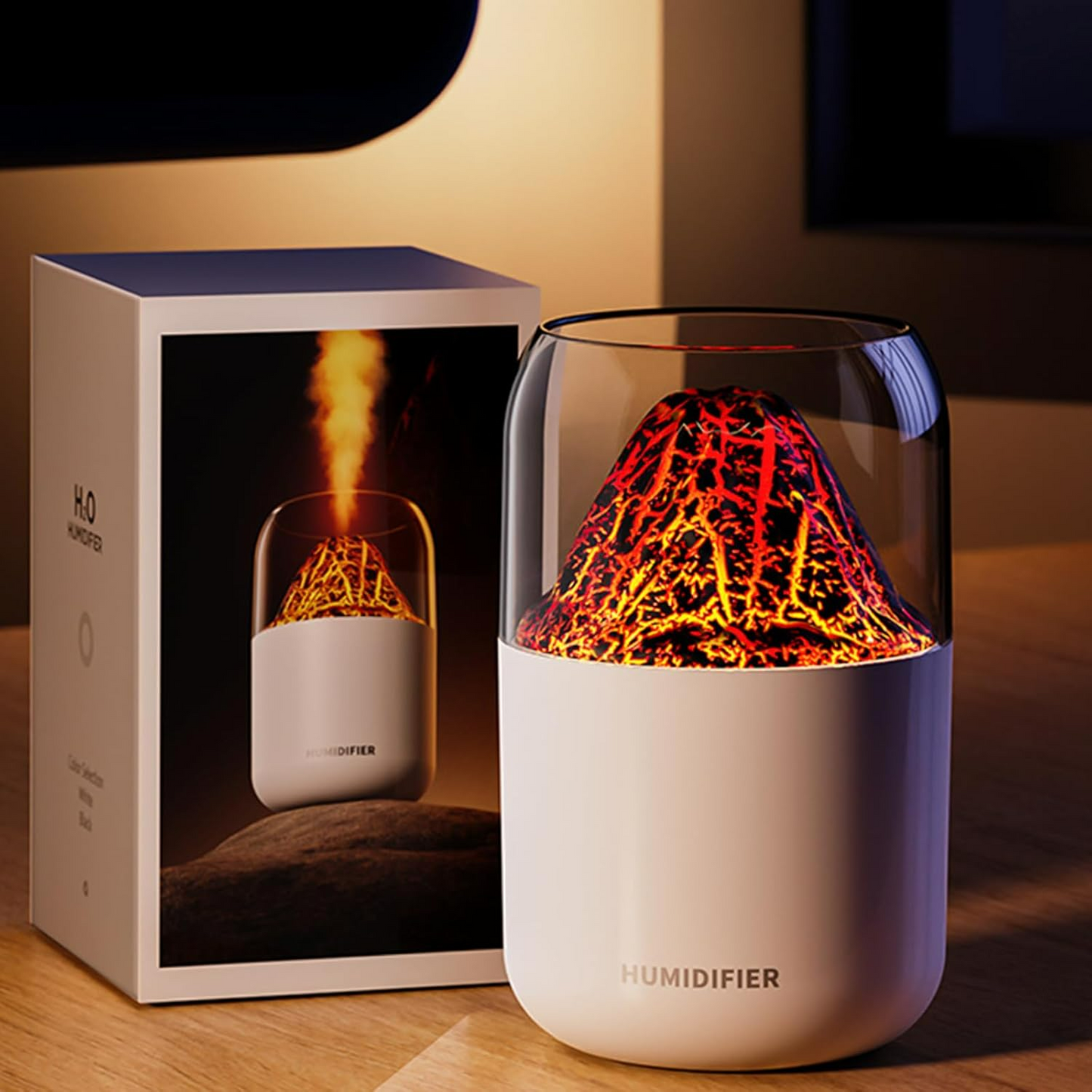Mini Volcano Cool Mist Humidifier – 300ml Air Moisturizer with LED - Medaid International