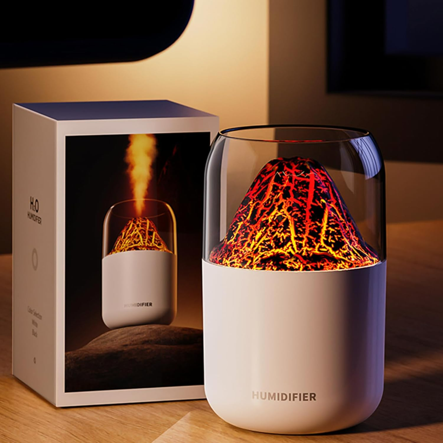 Mini Volcano Cool Mist Humidifier – 300ml Air Moisturizer with LED - Medaid International