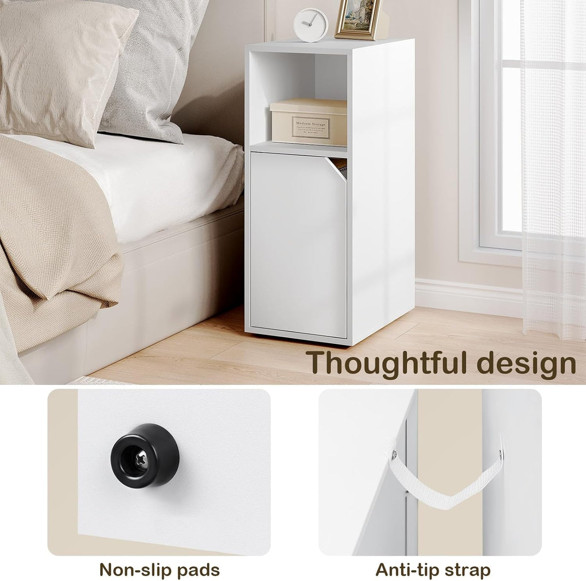 WOLTU Narrow Bedside Table (NTS16WS)