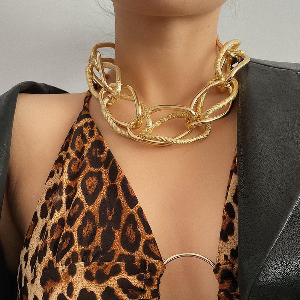 KASTWAVE Stylish 18K Gold Chunky Choker Necklace for Women & Girls - Perfect Costume Accessory & Jewelry Gift
