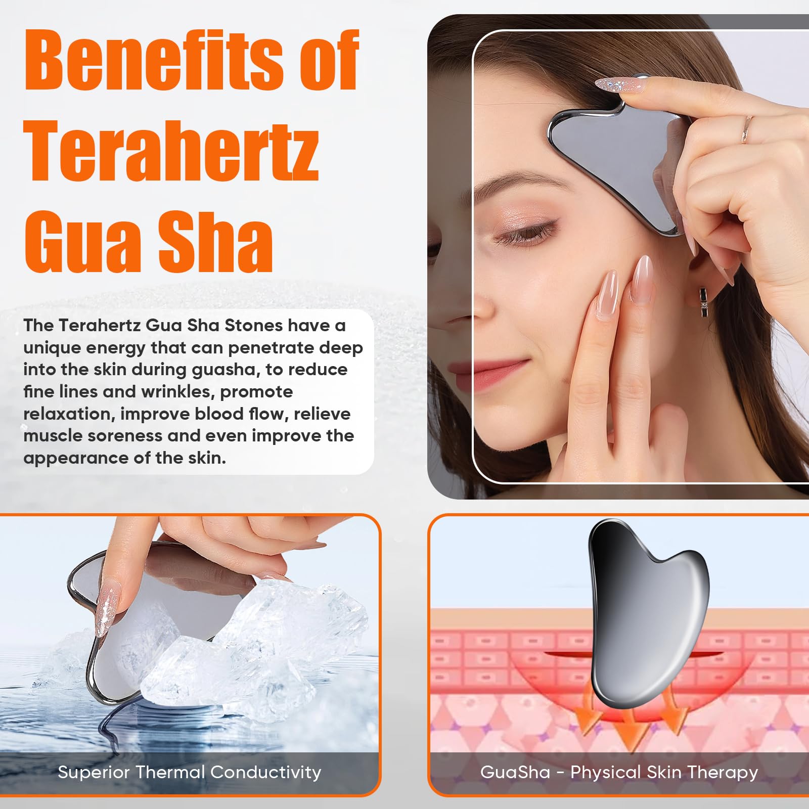 InfiniteRelax Terahertz Gua Sha Facial Tools,Cryo Gua Sha Tool for Face and Body, Gua Sha Massager Tools for Reduce Puffiness and Improve Wrinkles Idea Gift for Mom Women - Medaid International