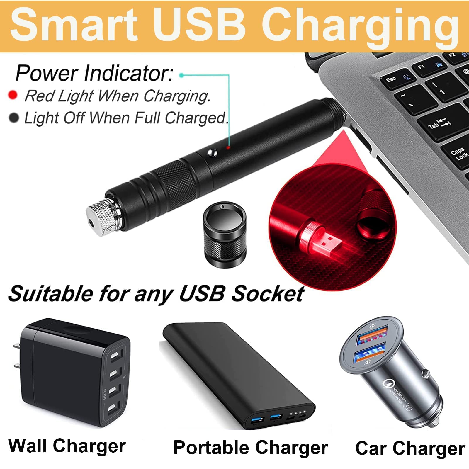 Laser Pointer High Power, Red Laser Pointer Indicator Light, Long Range Laser Pointer for Hiking, USB Charge - Medaid International