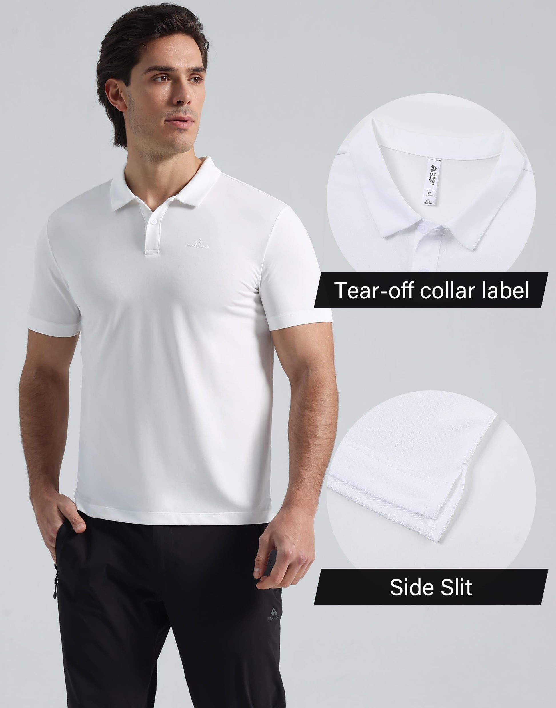 Pioneer Camp Men's Golf Shirt UPF 50+ Quick Dry Polo Shirts Short Sleeve Moisture Wicking Performance Tees Collar Work Shirts - Medaid International