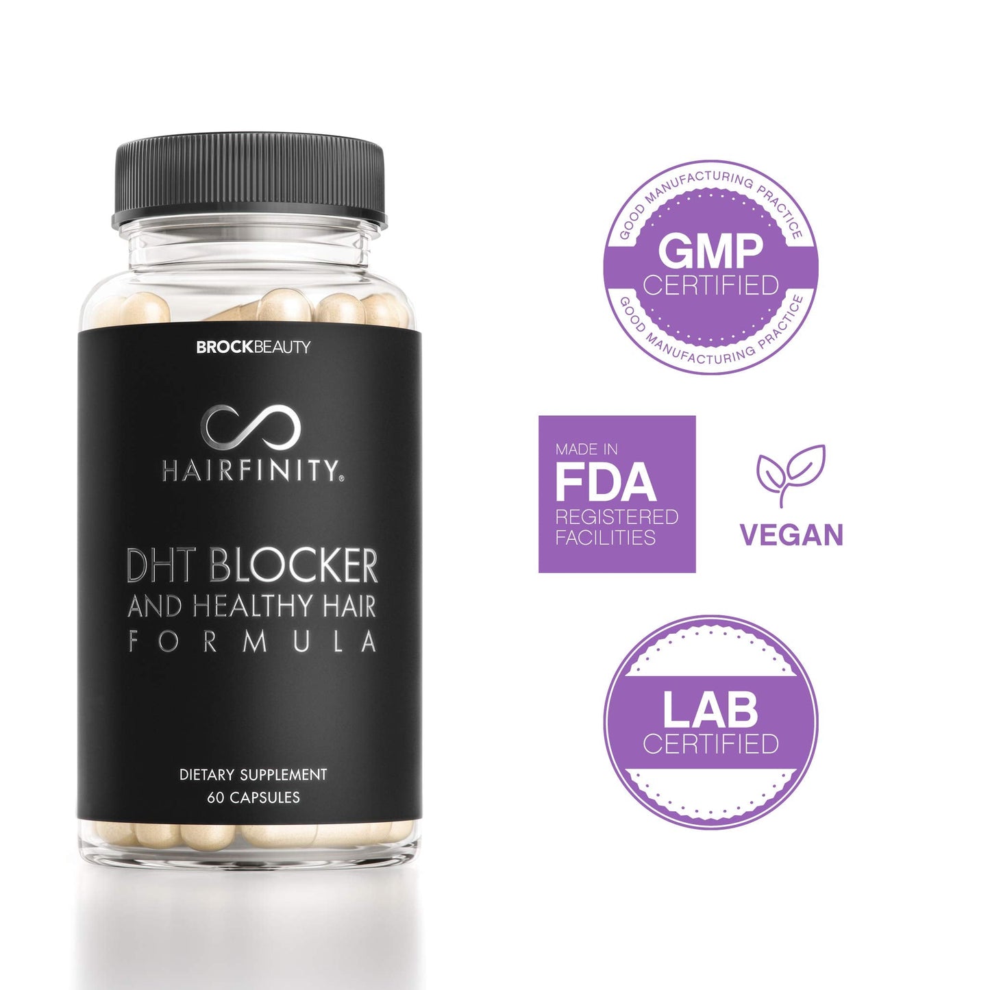 Hairfinity DHT Blocker and Healthy Hair Formula - Growth Supplement with Saw Palmetto, Biotin, and Vitamins to Stop Hair Loss and Regrow Hair - Vegan (60 Veggie-Capsules) - Medaid International