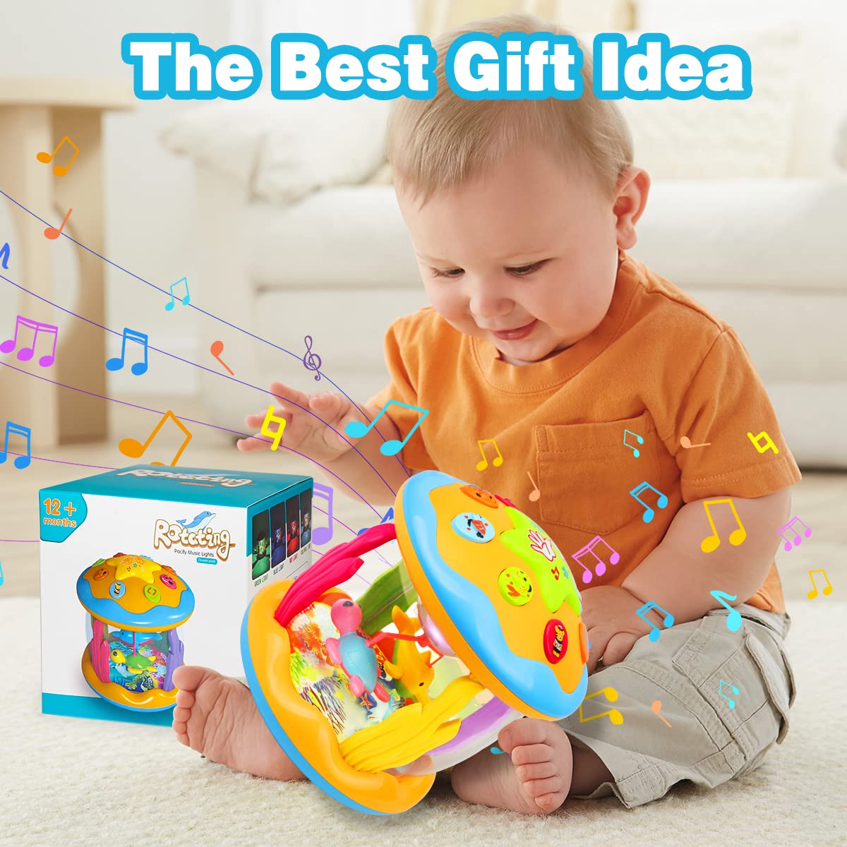Aboosam Baby Toys 6 to 12 Months: Musical Light Up Ocean Rotating Toy | Babies Crawling Toys 6 7 8 9 10 11 12 Months - Newborn Infant Music Aquarium Toy 6-12-18 Month Baby Boy Girl Birthday Gifts
