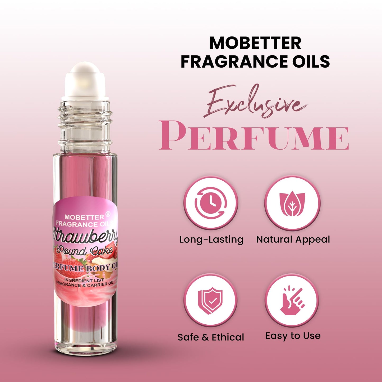 MOBETTER FRAGRANCE OILS Strawberry Pound Cake Perfume body oil fragrance, Floral Fruity Gourmand fragrance for women, Travel Size - Medaid International