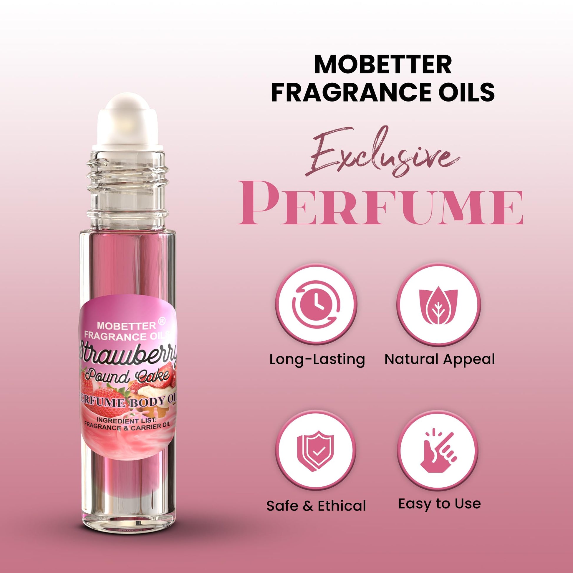 MOBETTER FRAGRANCE OILS Strawberry Pound Cake Perfume body oil fragrance, Floral Fruity Gourmand fragrance for women, Travel Size - Medaid International
