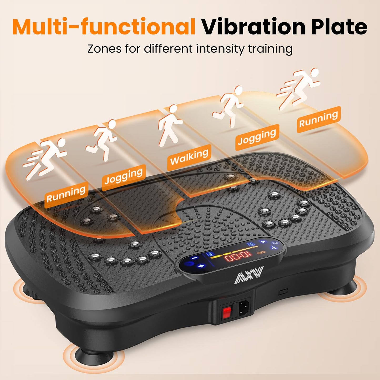 AXV Vibration Plate Fitness Platform Exercise Machine Vibrating Shaking Full Body Shaker Workout Vibrate Stand Shake Board Sport Gym for Weight Loss Fat Burner for Women Men Darkgray