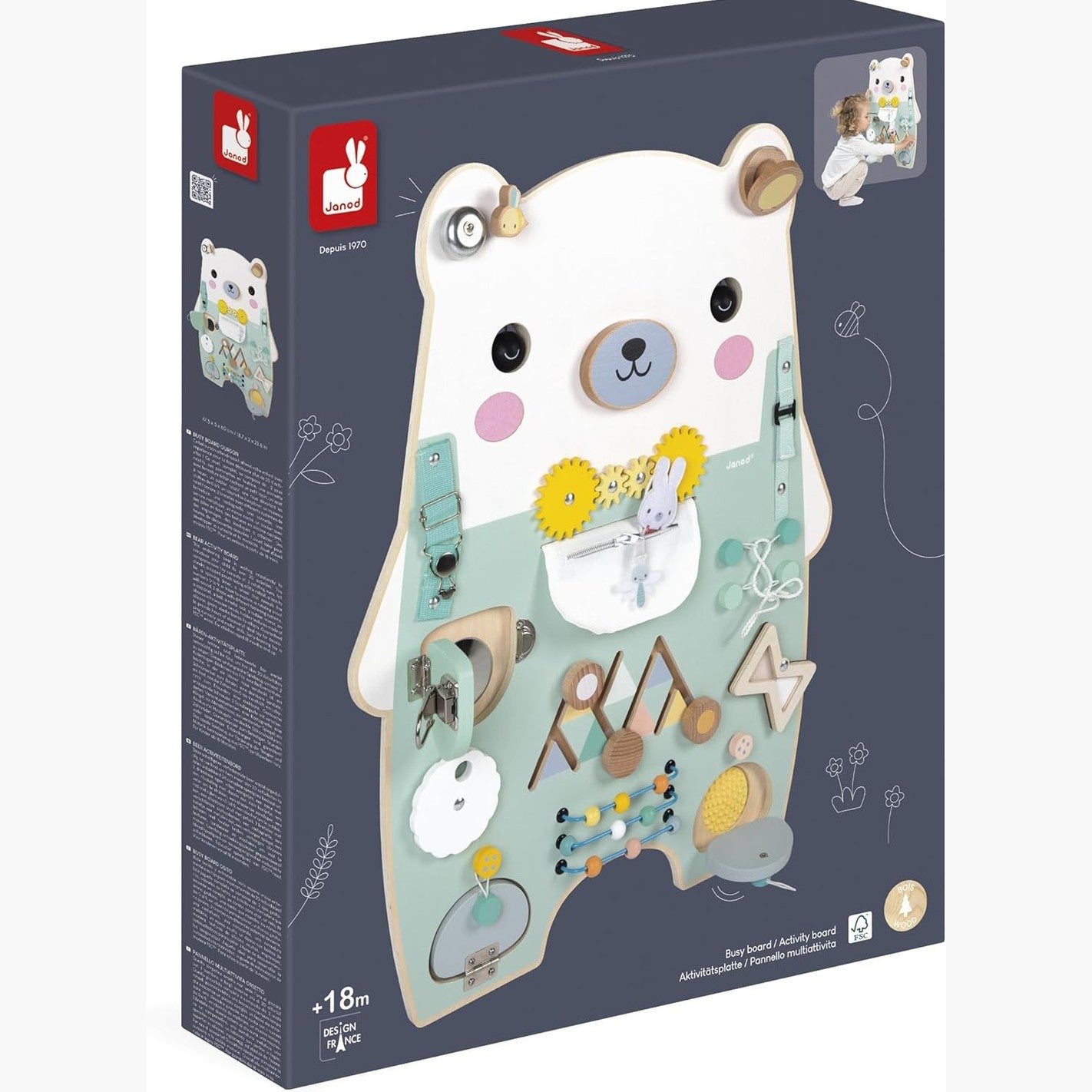 Janod - Pure Wooden Bear - Busy-board