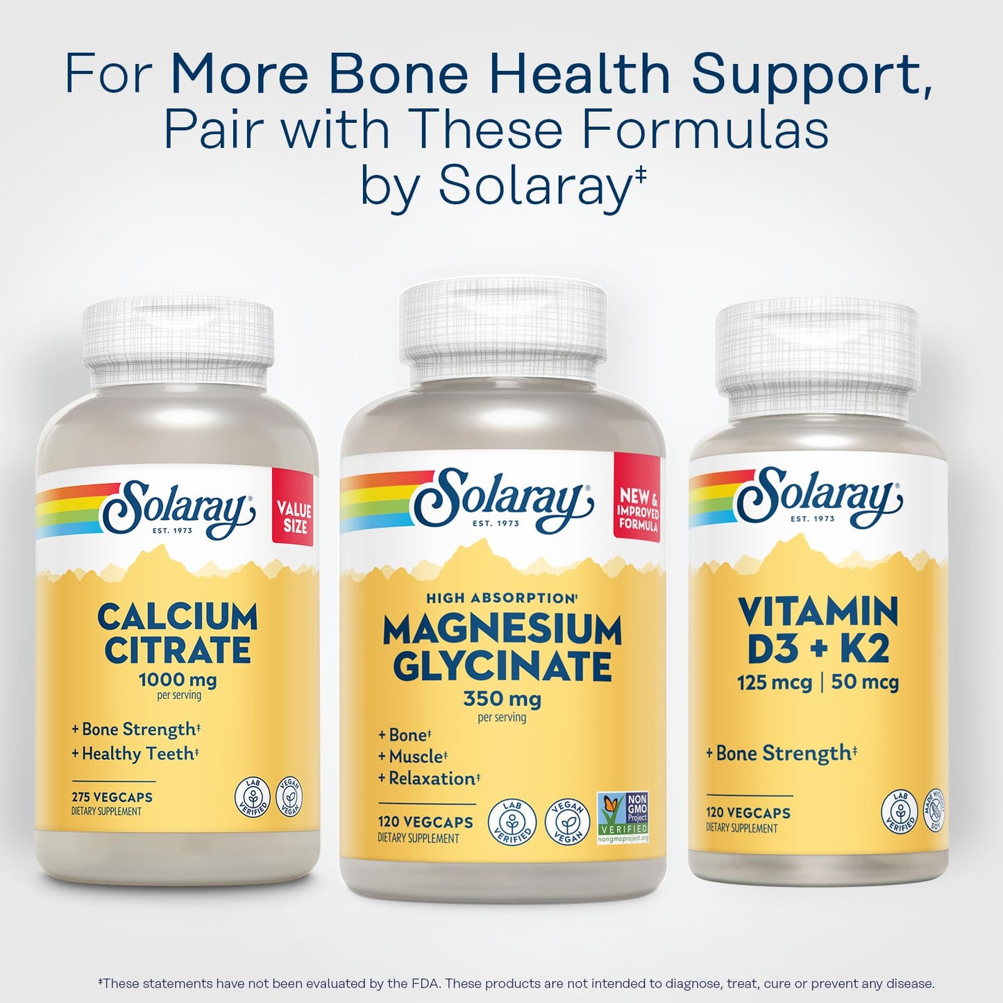 SOLARAY Magnesium Glycinate Capsules, Chelated Magnesium Bisglycinate w/BioPerine, Higher Absorption Magnesium Supplement - Bones, Muscles, Heart Support, Vegan (30 Servings, 120 VegCaps) - Medaid International