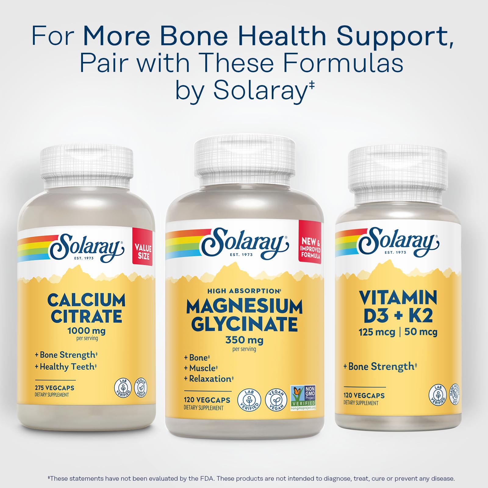 SOLARAY Magnesium Glycinate Capsules, Chelated Magnesium Bisglycinate w/BioPerine, Higher Absorption Magnesium Supplement - Bones, Muscles, Heart Support, Vegan (30 Servings, 120 VegCaps) - Medaid International