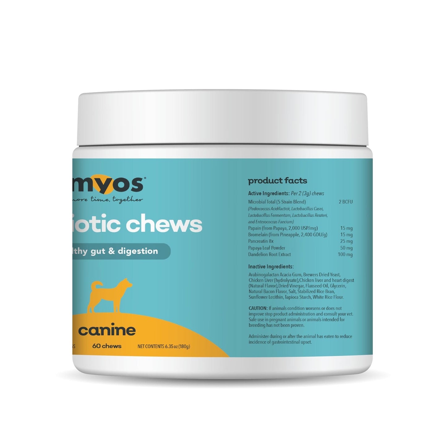 MYOS Probiotic Chew for Dogs - Daily Digestive Support, Promotes Complete Gut Health, Aids Digestion, Enhances Nutrient Absorption, Supports Healthy Stool - All-in-One Chewable Supplement - Medaid International