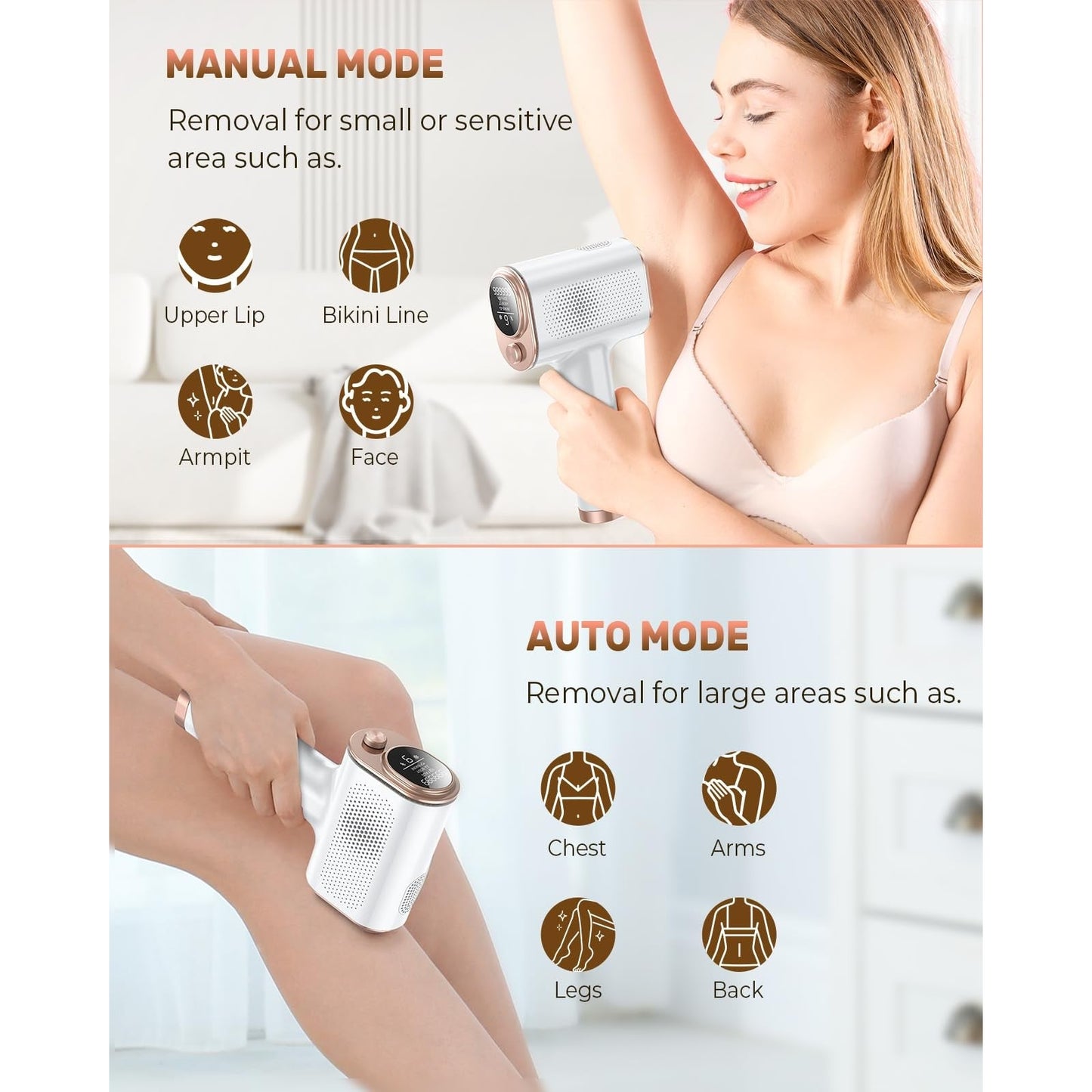 VivaEase Laser Hair Removal, 999,900+ Flashes IPL Hair Removal Device for Women and Men, Ice-Cooling Painless Laser Hair Removal, At-Home Hair Remover for Armpits Back Facial Legs Arms Bikini Line - Medaid International
