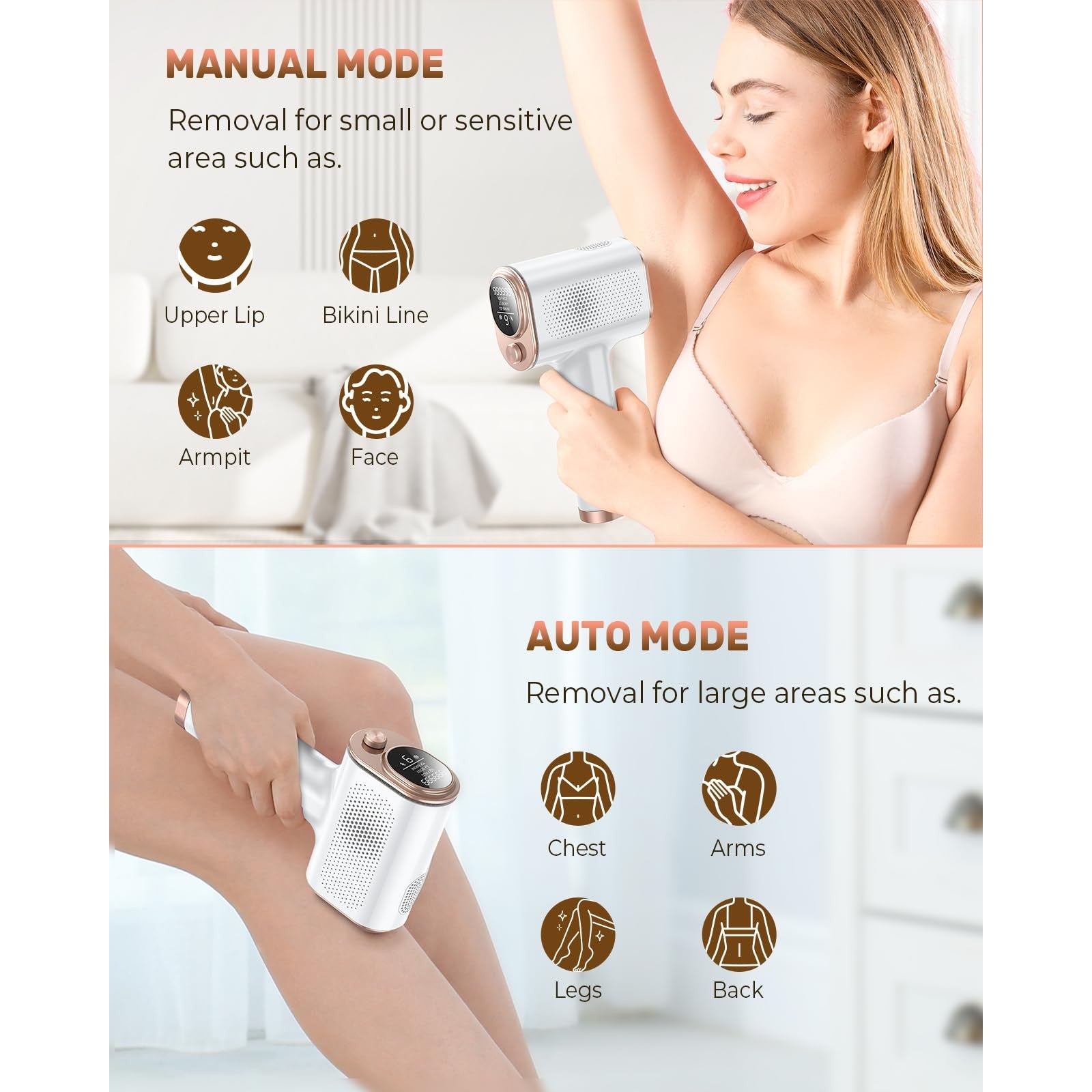 VivaEase Laser Hair Removal, 999,900+ Flashes IPL Hair Removal Device for Women and Men, Ice-Cooling Painless Laser Hair Removal, At-Home Hair Remover for Armpits Back Facial Legs Arms Bikini Line - Medaid International