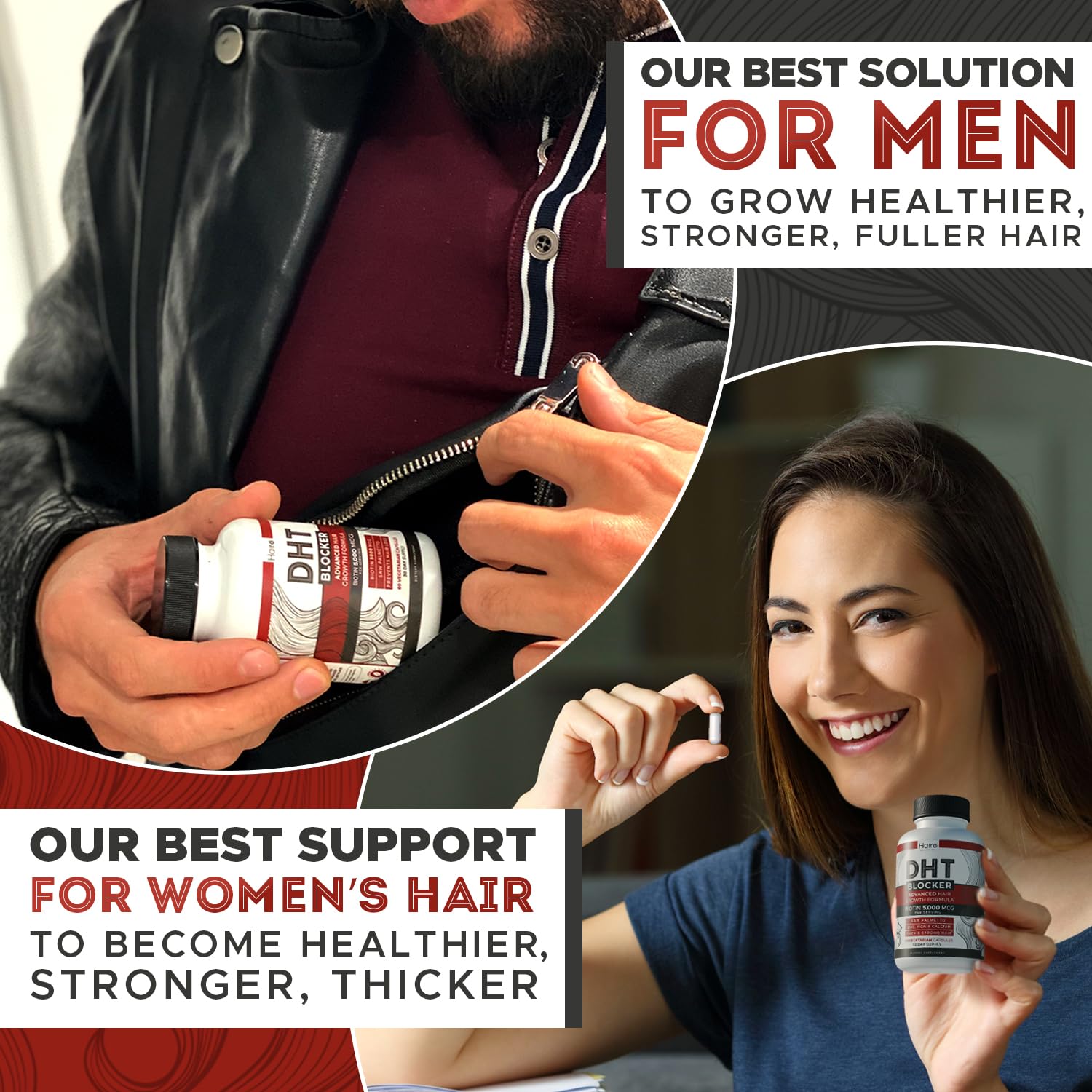 DHT Blocker Hair Growth Supplement - High Potency Biotin & Saw Palmetto for Hair Regrowth - Natural Hair Loss Treatments for Women & Men - Helps Stimulate Hair Follicle Growth - Medaid International