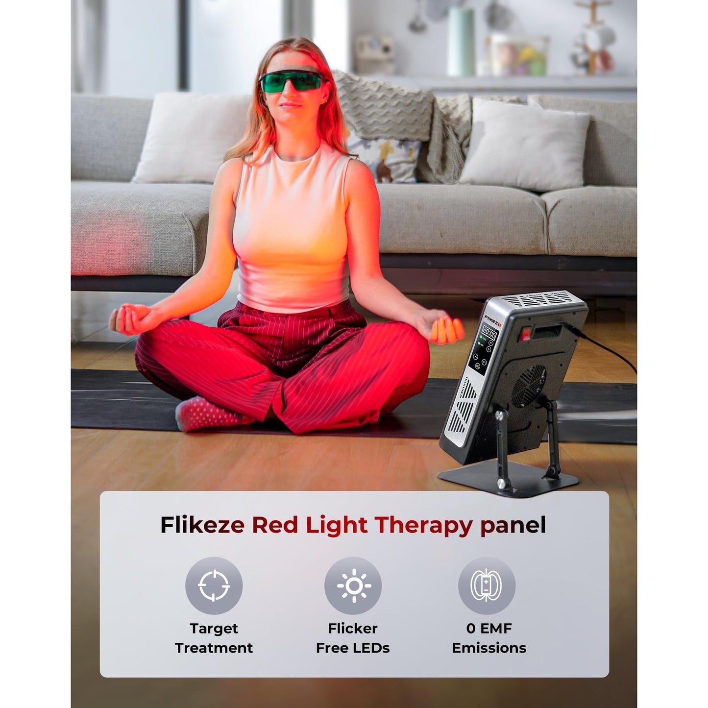 Red Light Therapy Devices, 78 pcs 4-Chip LEDs 630nm-850nm Near Infrared Light Therapy Panel, Adjustable Brightness (20-100%), Time(5-30 min) Red Light Panel for Home Office & Gym - Medaid International