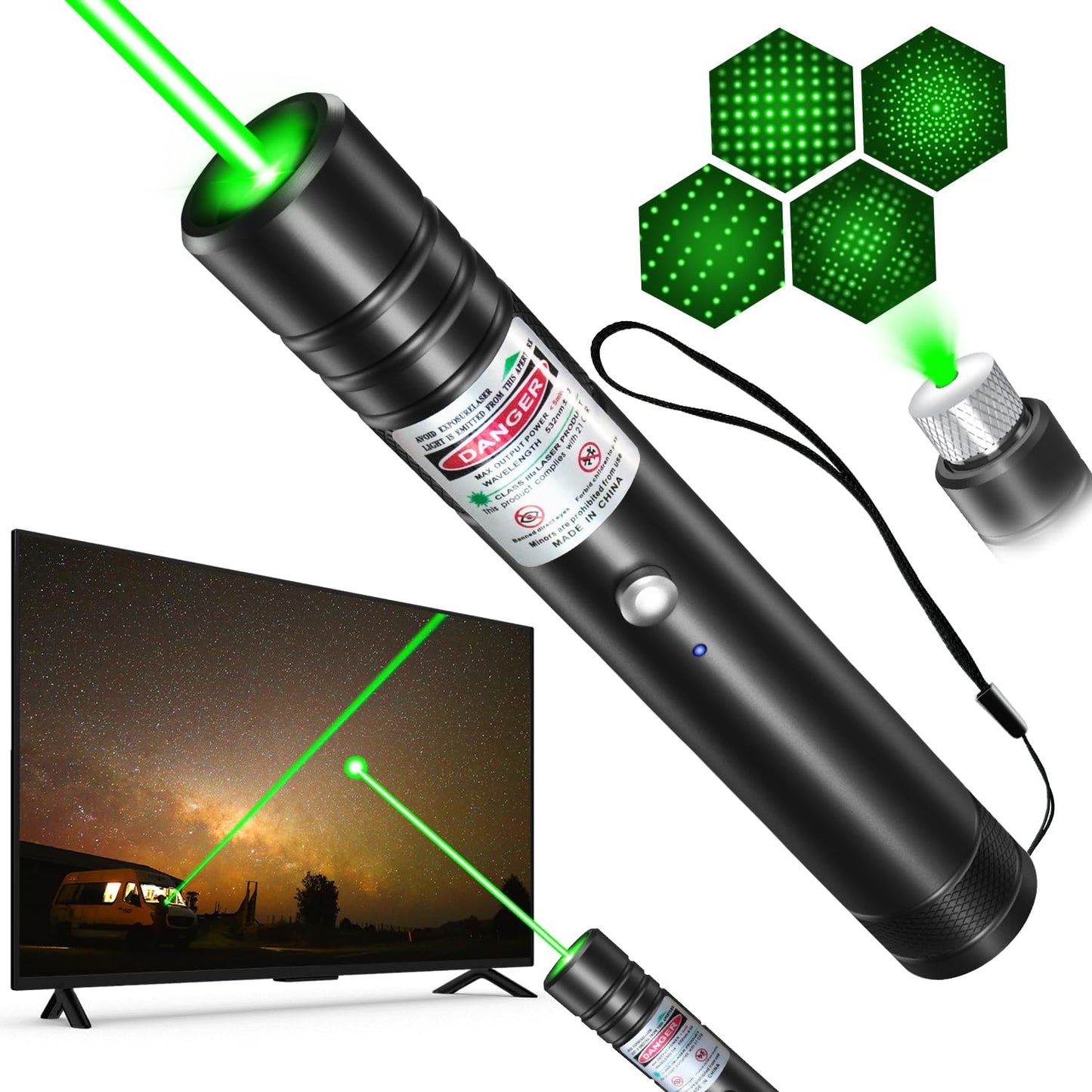 MIPREZT [Professional] Rechargeable Green Laser Pointer High Power Green Beam Laser Light Long Distance Range for TV/LED/LCD Screens Tactical Flashlights Presentation Office/Outdoors/Astronomic [001] - Medaid International