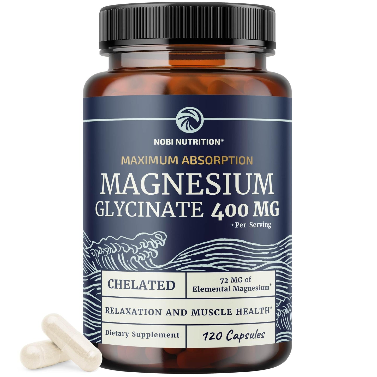Magnesium Glycinate 400mg | High Absorption Formula for Sleep, Calm, Muscle Relaxation, Heart, Bone & Nerve Support for Women & Men | Chelated Magnesium Glycinate Supplement | 120 Ct (2 Month Supply) - Medaid International