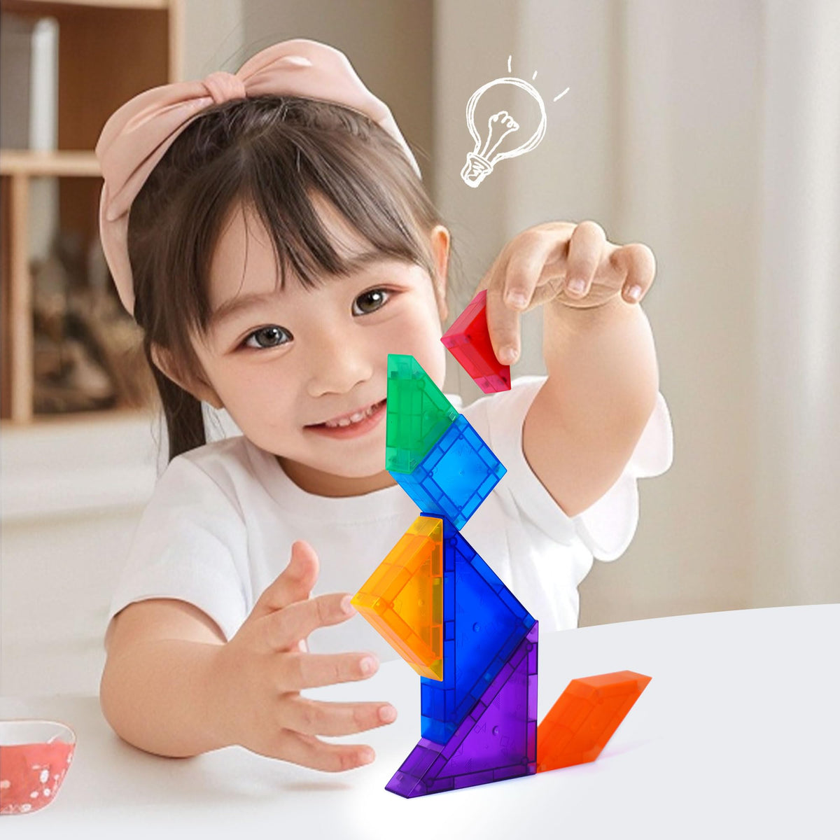 YPLUS Magnetic Tangrams Puzzle, 700 Shapes 3D Magnet Blocks Montessori Toys for STEM, Educational Travel Activity Board Games Kids Toddler