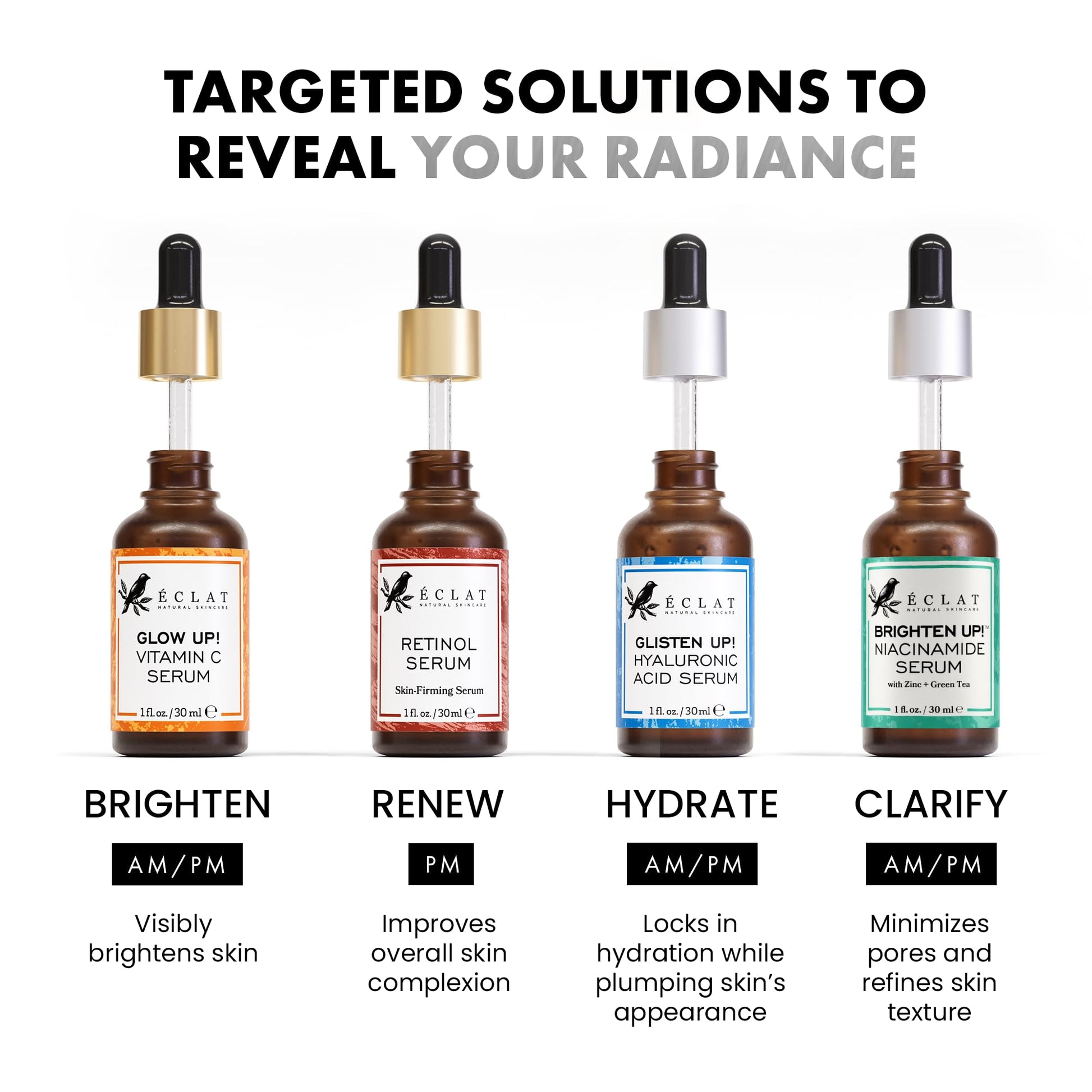 Eclat Skincare Renewing Retinol Serum for Face - Anti Aging Serum with Hyaluronic Acid & Aloe Vera – Hydrates and Improves the Signs of Aging (Fine Lines, Wrinkles & Dark Spots) 1 Fl Oz - Medaid International
