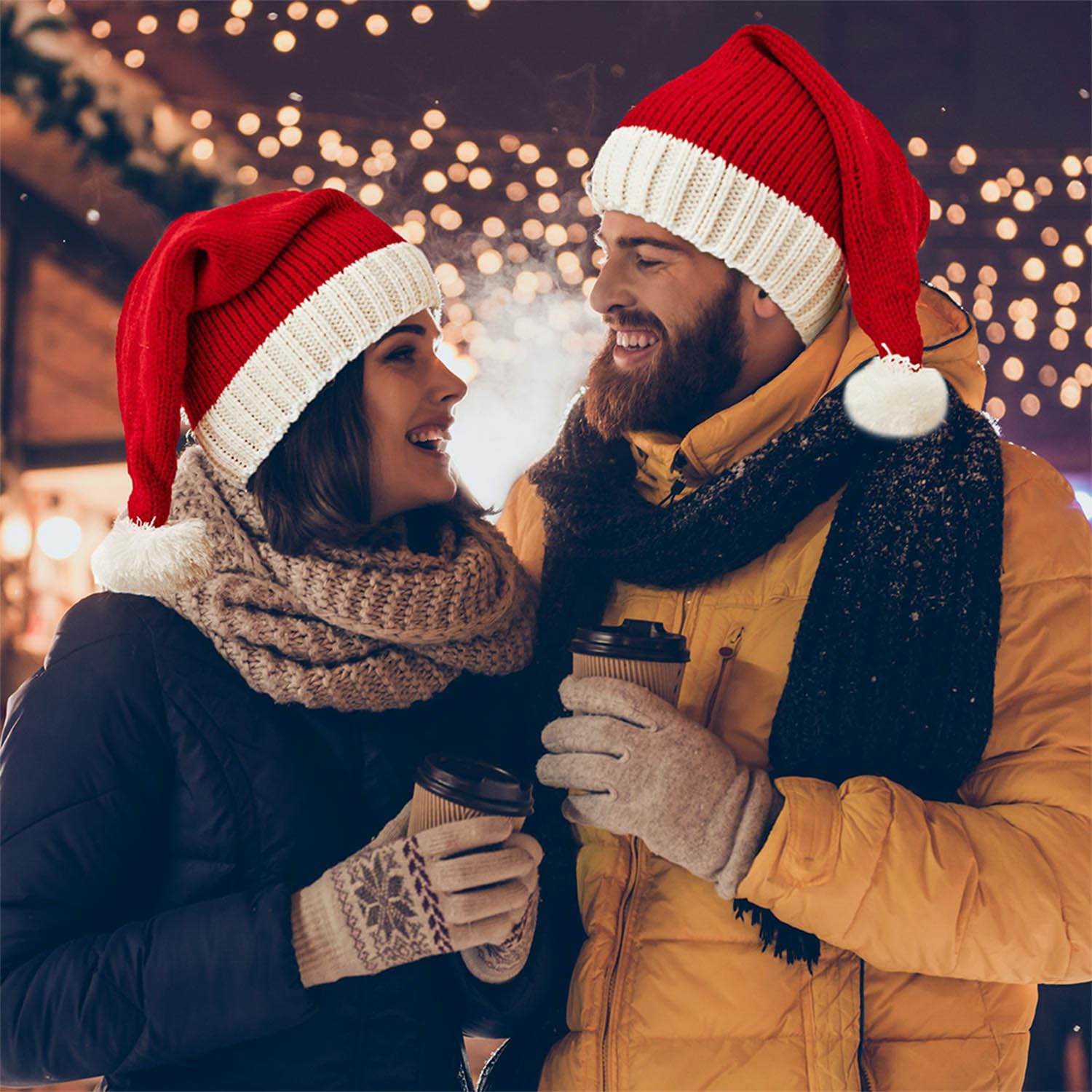 OCTEEN Santa Hat Christmas Hats Xmas Party Red Knitted Beanie For Adult Women Men - Medaid International