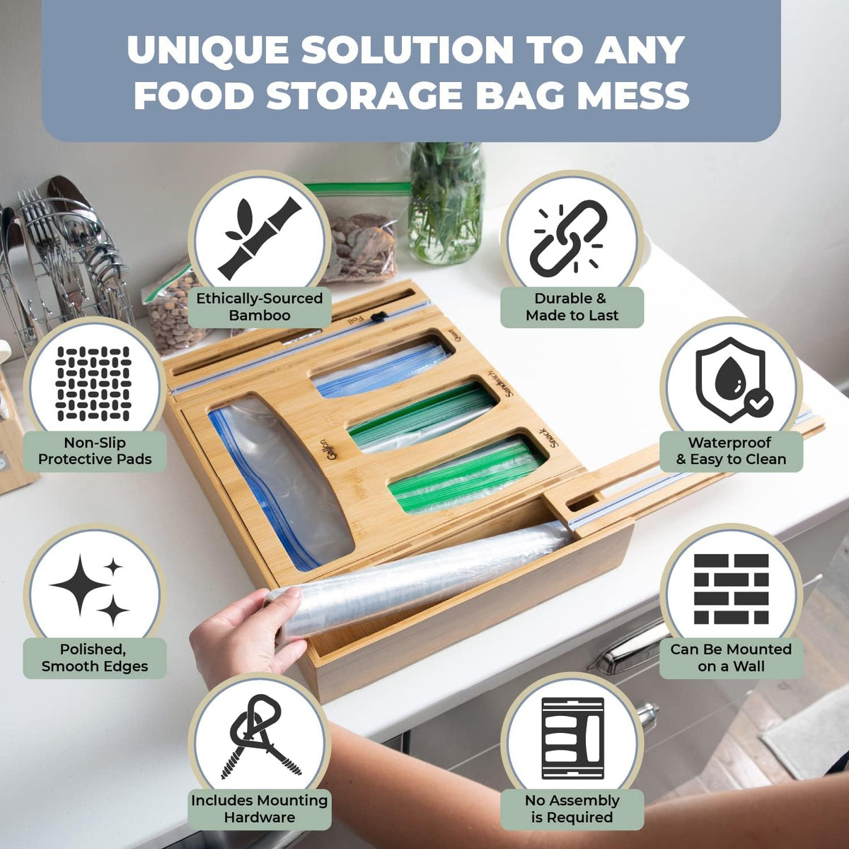 6-in-1 Bamboo Ziplock Bag Organizer
