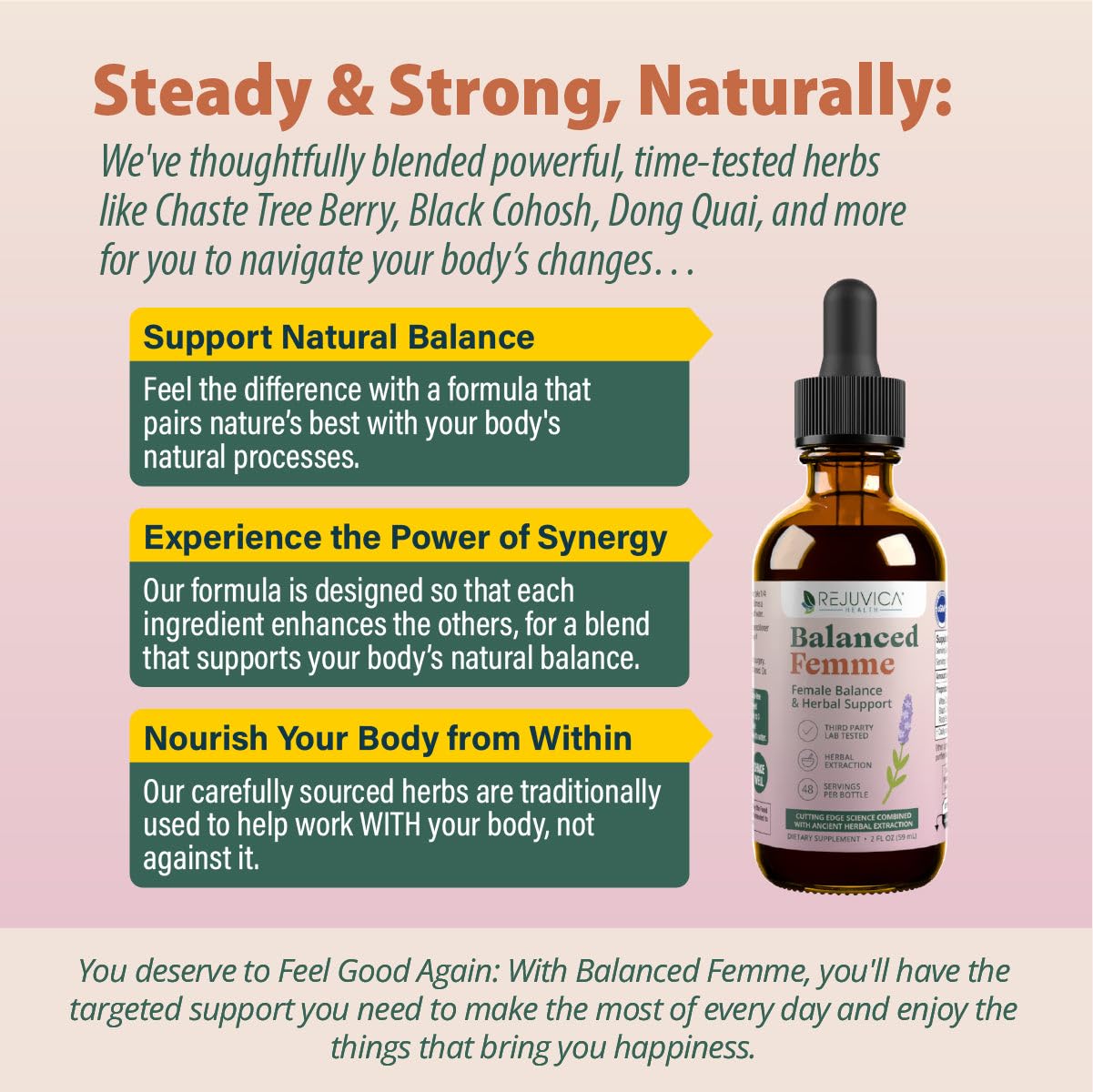 Rejuvica Health Balanced Femme - Advanced Female Balance Support Supplement - Liquid Delivery for Better Absorption - Vitex, Dong Quai, Black Cohosh, Maca Wild Yam & More! - Medaid International