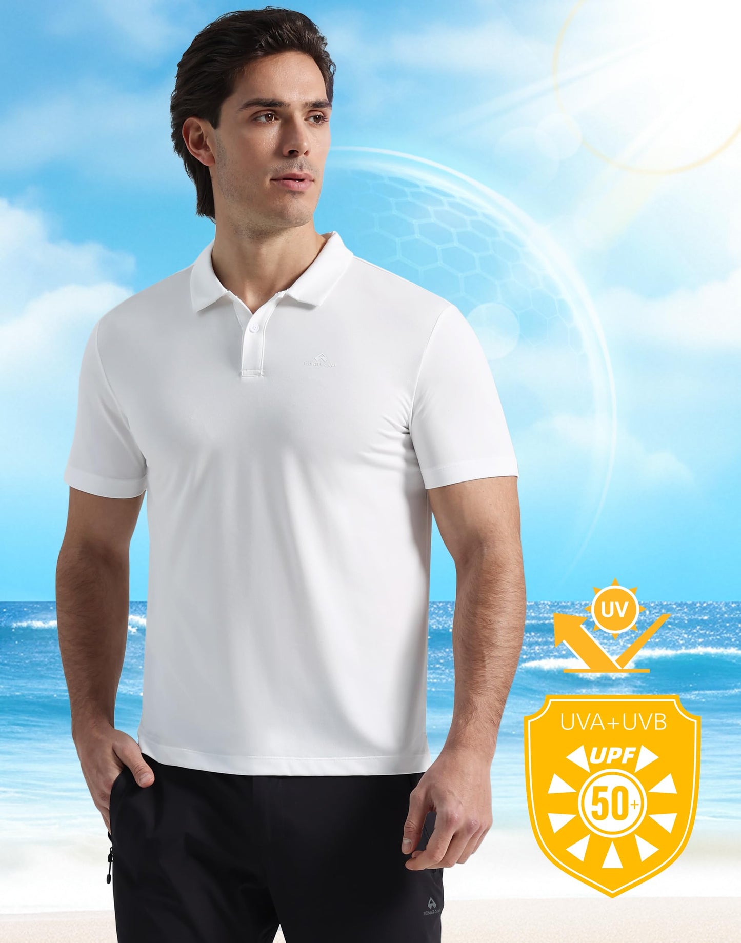 Pioneer Camp Men's Golf Shirt UPF 50+ Quick Dry Polo Shirts Short Sleeve Moisture Wicking Performance Tees Collar Work Shirts - Medaid International