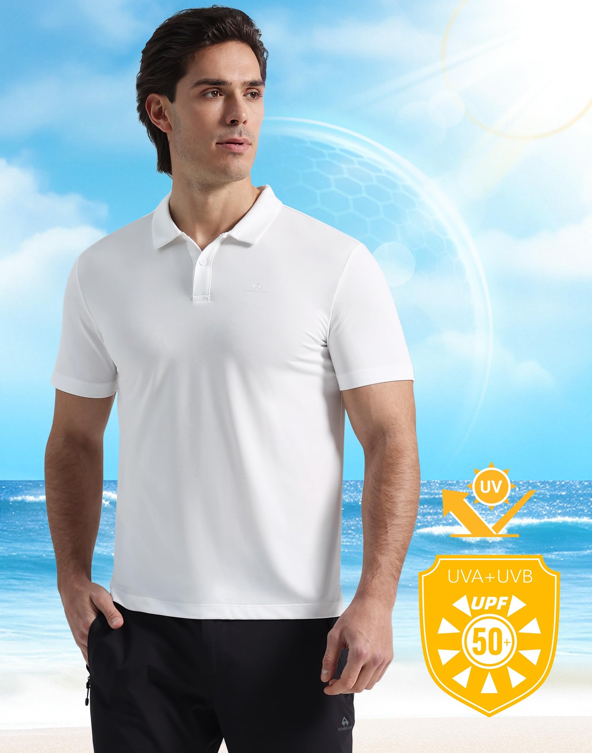 Pioneer Camp Men's Golf Shirt UPF 50+ Quick Dry Polo Shirts Short Sleeve Moisture Wicking Performance Tees Collar Work Shirts - Medaid International