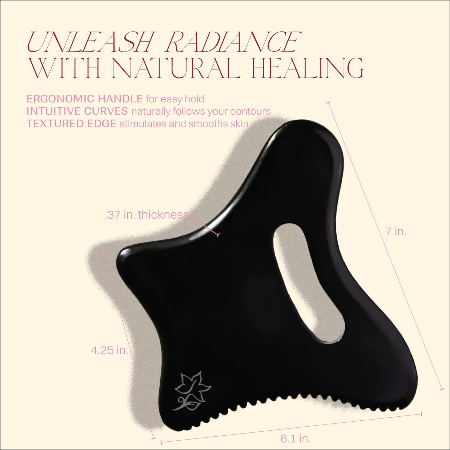 IVY Skin Full Body Gua Sha Tool and Facial Massage Tools, Bian Stone Handle Guasha Scraping for Back, Neck, Face, Legs, and Stomach Massager for Lymphatic Drainage & Cellulite (Black, Large) - Medaid International