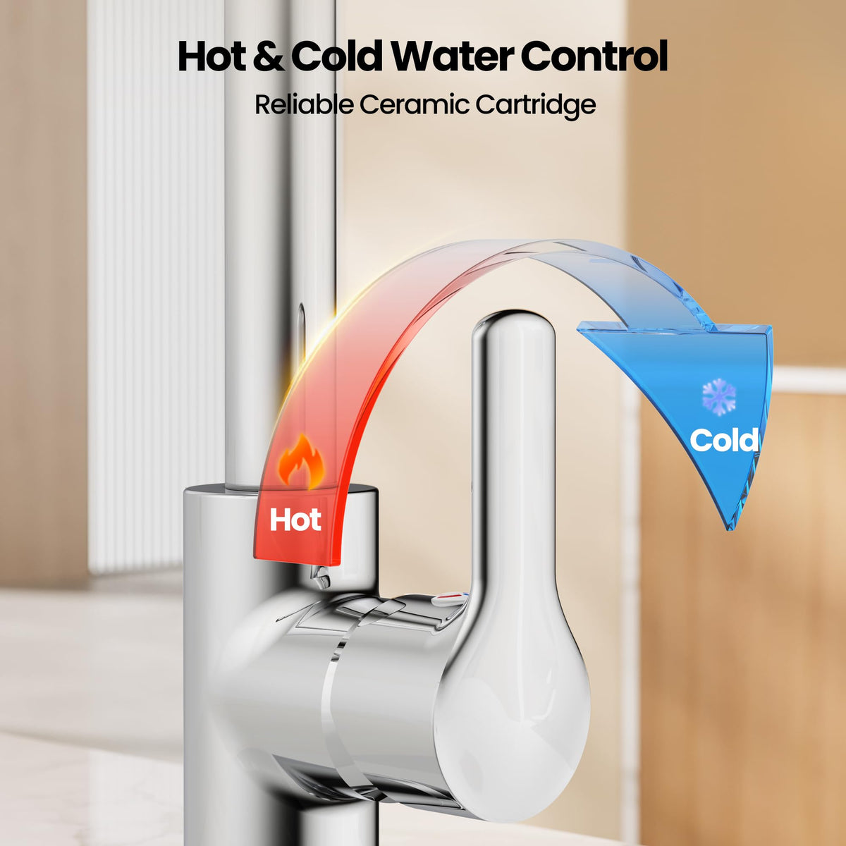 JOMOO Kitchen Faucet, 360° Swivel Dual-Spray Sink Tap, Lead-Free Honeycomb Anti-Splash Aerator, Hot & Cold Water, Corrosion-Resistant Chrome Finish, with 2 Stainless Steel Hoses