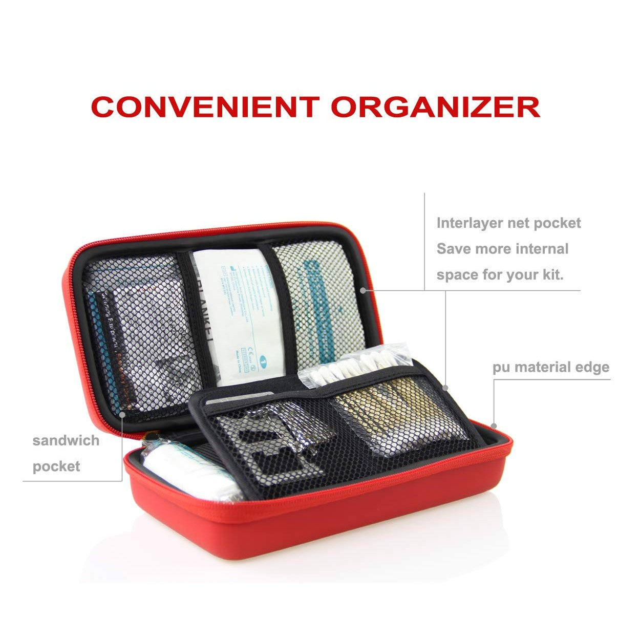SHBC Compact First Aid Kit (139 Piece) Adventure Medical Kits Waterproof- Includes Emergency Blanket, Fire Starter, Compass, Wire Saw for Survival, Home, Car, Camping, Hiking, Hunting, Sport