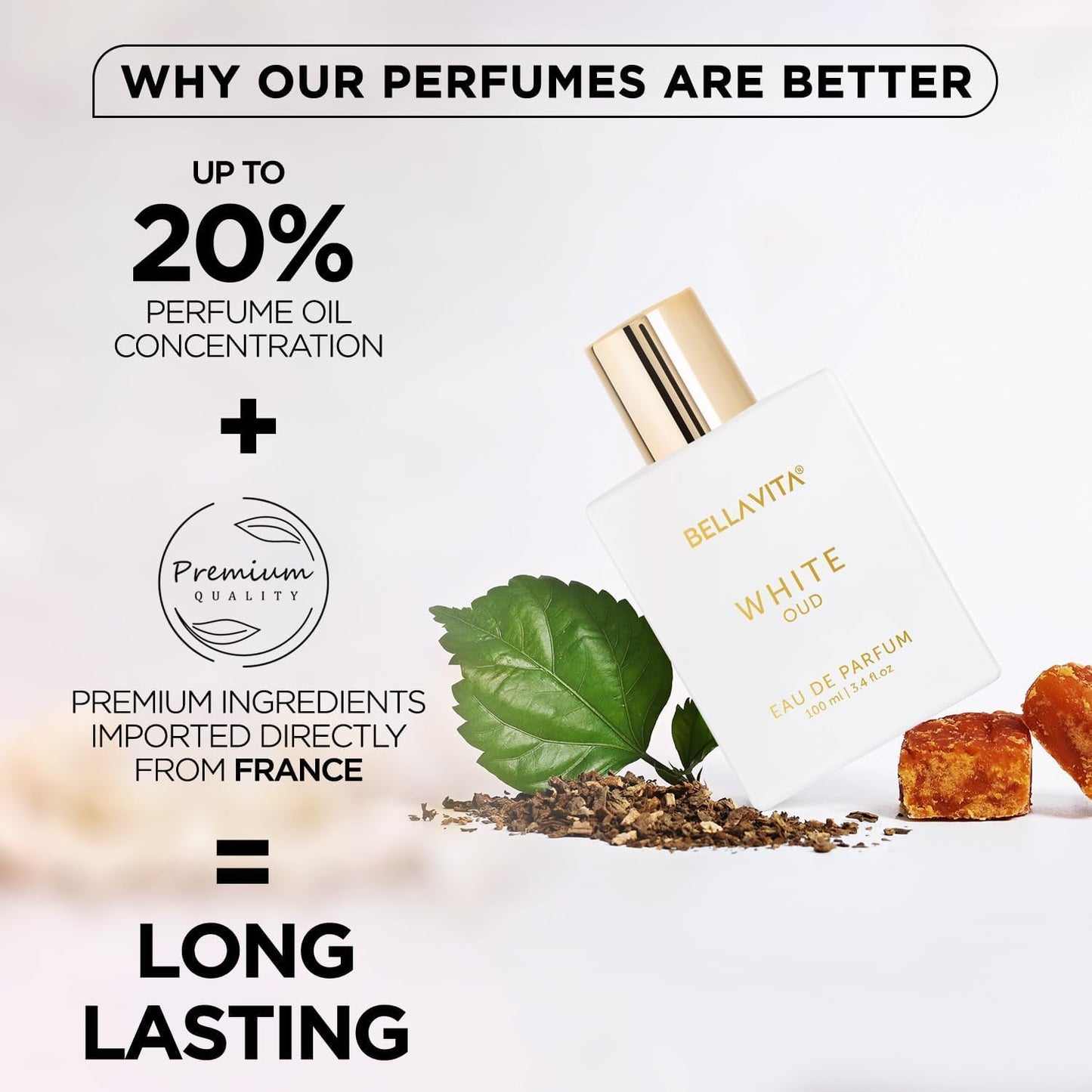 BellaVita Luxury White OUD Unisex Perfume 100Ml | Premium Arabic Men and Women Perfumes | Notes of Artemisia, Musk, Oud Vetiver and Freesias | Exquisite Unisex Arabian Perfume for Women & Men - Medaid International