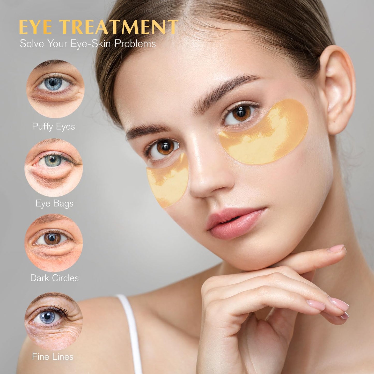 Enaskin Naturals Under Eye Patches Dark Circles Under Eye Masks for Puffiness - 24K Gold Eye Gel Pads Retinol Collagen Hyaluronic Acid Moisturizing & Reducing Wrinkles (24K Gold) - Medaid International