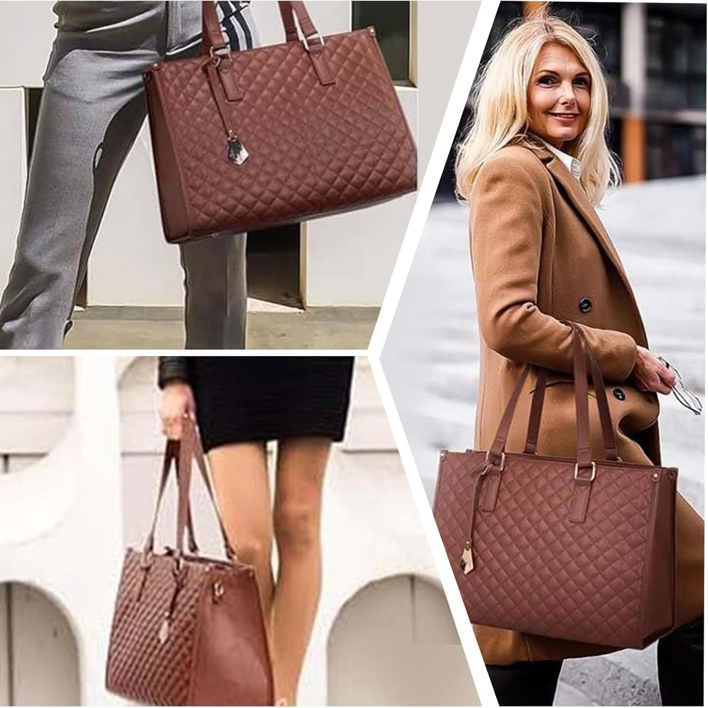 2 in 1 Lunch Tote Bag for Women, 5.6 Inch Leakproof Tote Bags with Insulated Lunch Compartment, Large Work Tote Bag with Lunch Compartment, Work Handbag for Business, Office