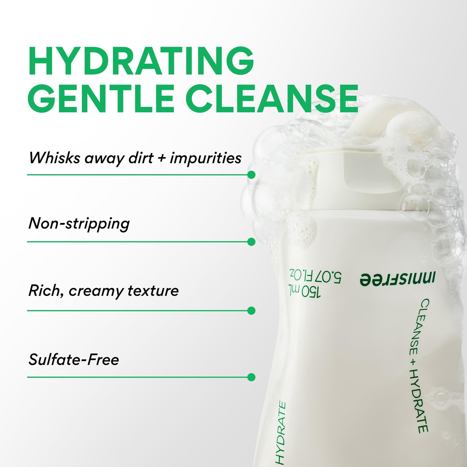innisfree Green Tea Amino Acid Cleansing Foam, Sulfate-Free Hydrating Korean Face Wash, Gentle Lather, pH-Balanced Skincare - Medaid International