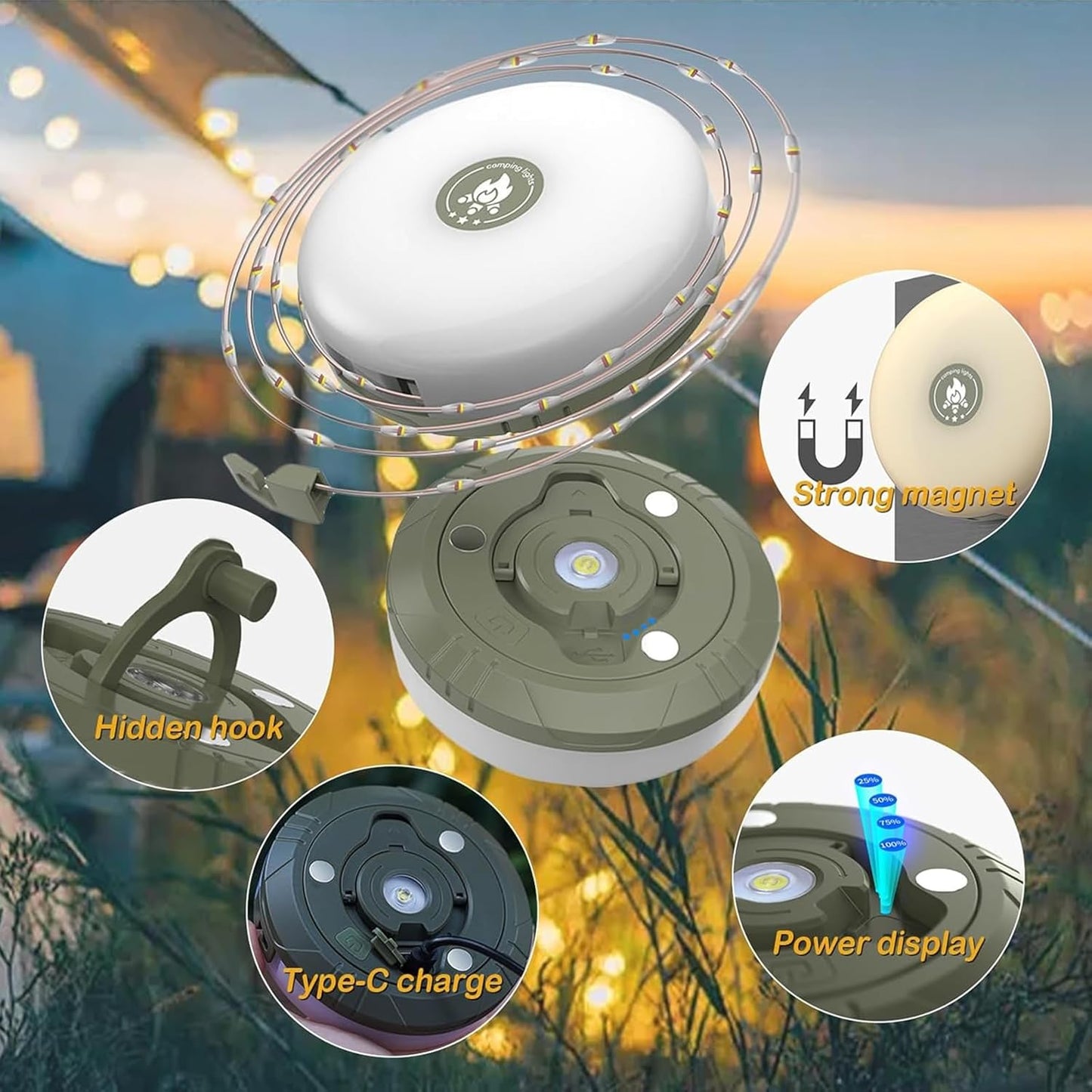 Foldable Camping String Lights