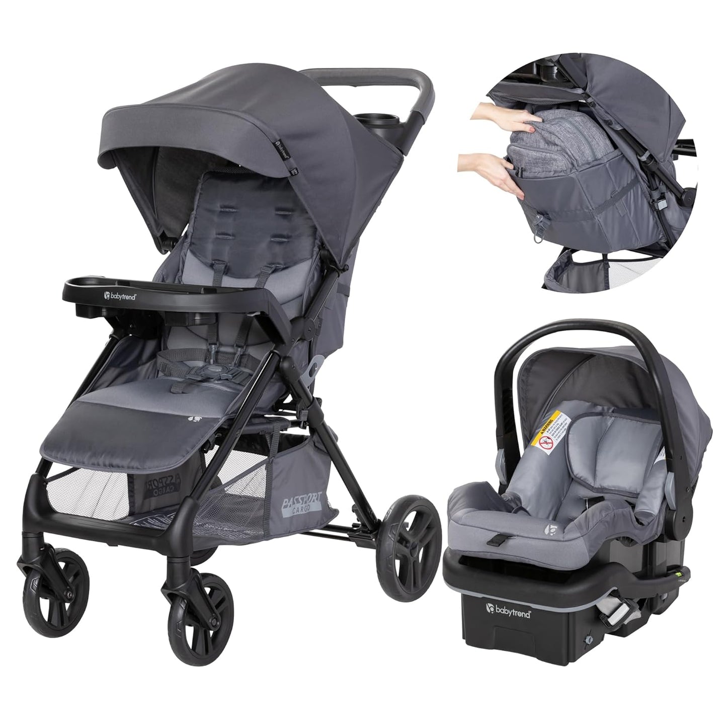 BabyTrend - Passport Cargo Travel System - Base Included - Grey Bamboo