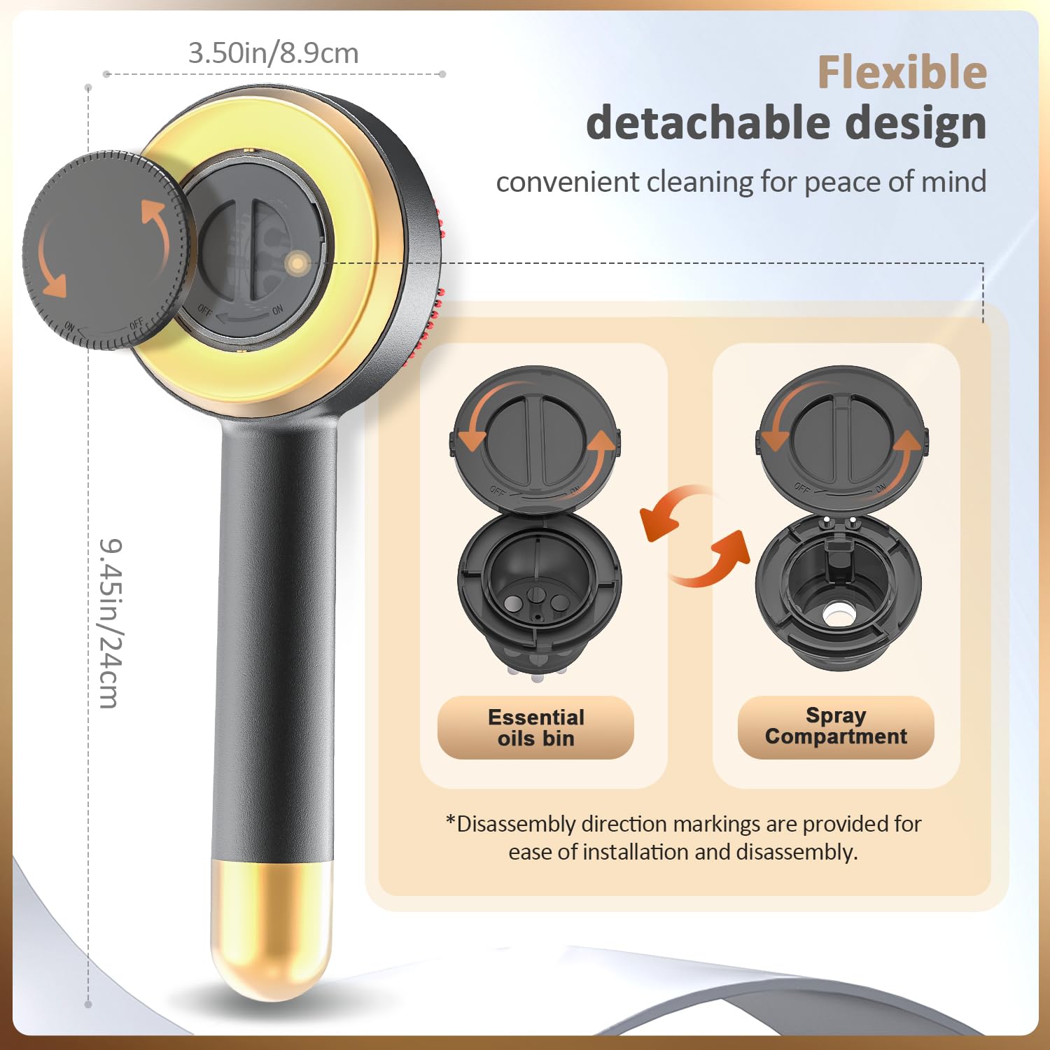 VitalEveRev Hair Oil Applicator with Atomization - 3 in 1 Electric Scalp Massager with Detachable Oil and Atomizing Chambers for Easy Cleaning, Lifting Function for Hair Growth - Medaid International