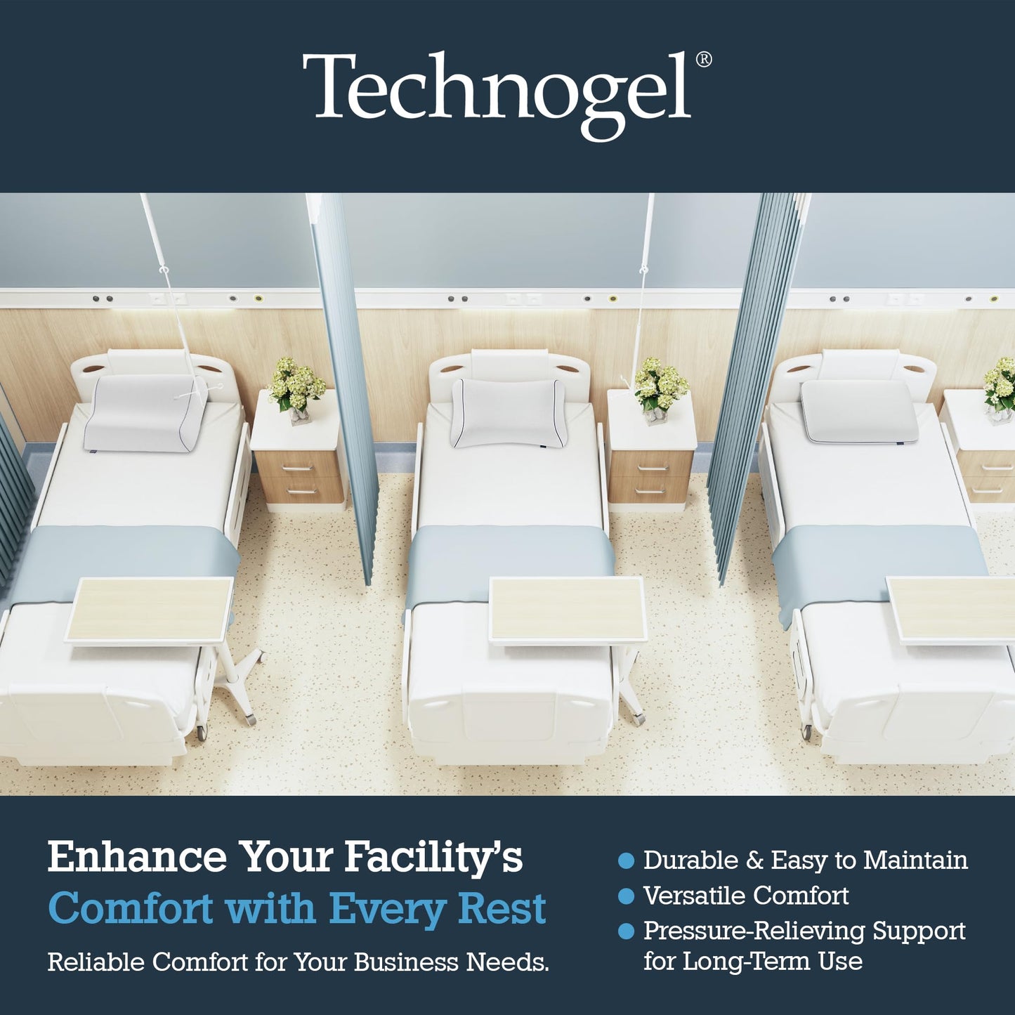 Technogel Anatomic Cooling Gel Pillow – Dual-Height Cervical Spine Support, Memory Foam Base, Washable Cover, Side & Back Sleepers King Size - Medaid International