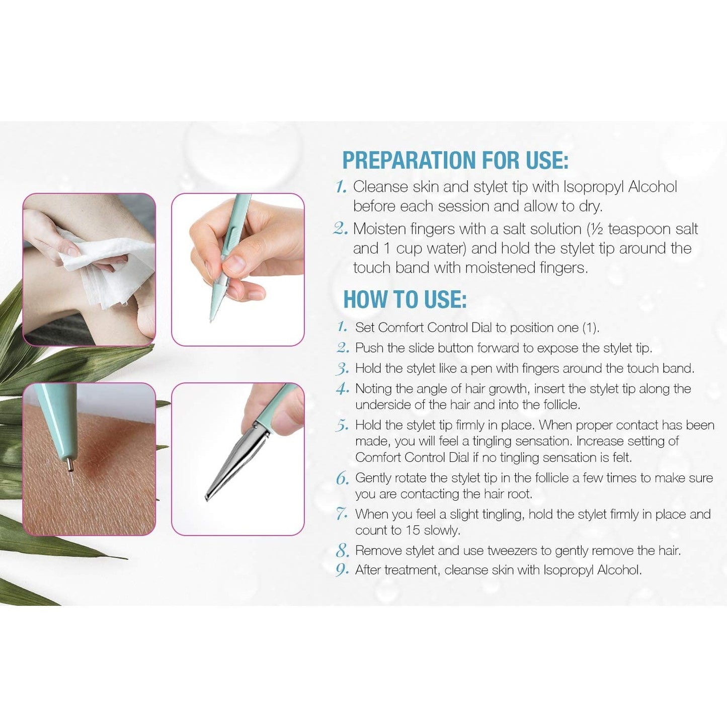 Clean + Easy Electrolysis Machine for Permanent Hair Removal - Non-Laser, Painless Electrolysis Hair Removal for Face & Body, At-Home Remover Device - Medaid International