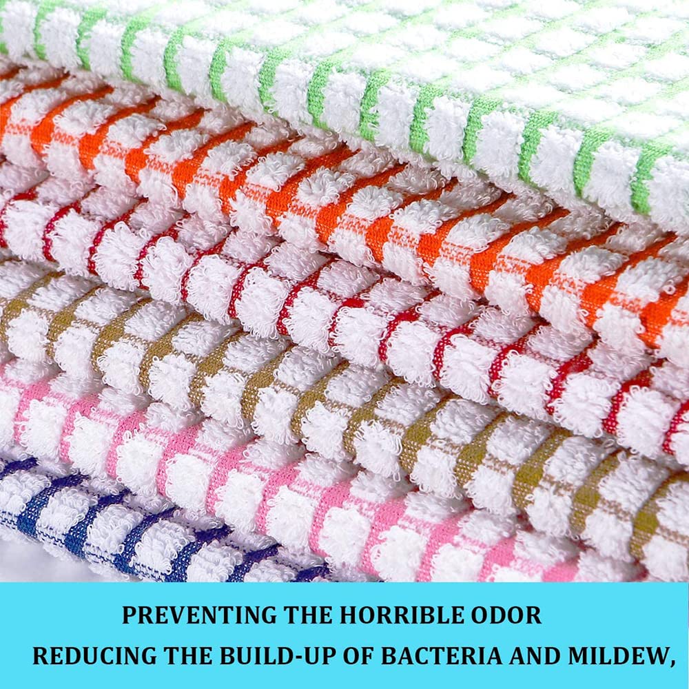 KASTWAVE Kitchen Dish Towels, 16 Inch x 25 Inch Bulk Cotton Kitchen Towels, 6 Pack Dish Cloths for Dish Rags for Drying Dishes Clothes and Dish Towels