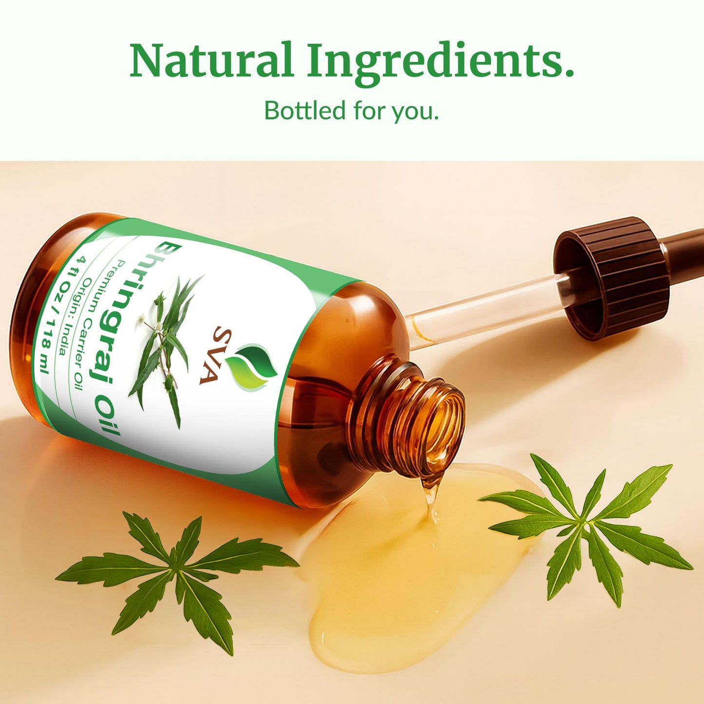 SVA Bhringraj Premium Carrier Oil 4oz (118ml) With Dropper for Hair Oiling, Scalp Massage & Skin Care - Medaid International