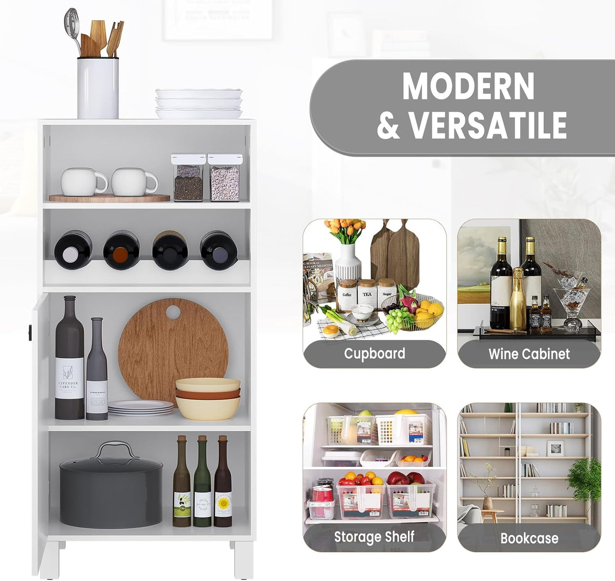 WOLTU Kitchen Cabinet with Wine Rack (KSK01WS)