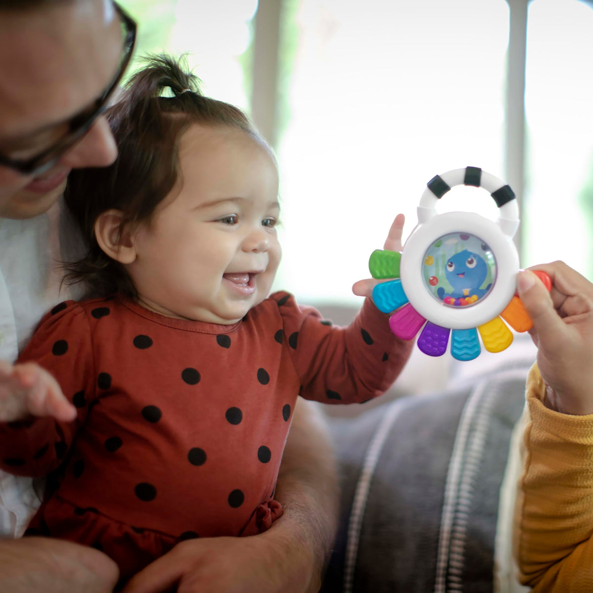 Baby Einstein Baby Einstein, Outstanding Opus The Octopus, Sensory Rattle and Teether Multi-Use Toy, BPA Free and Chillable, 3 Months and up, 1pk