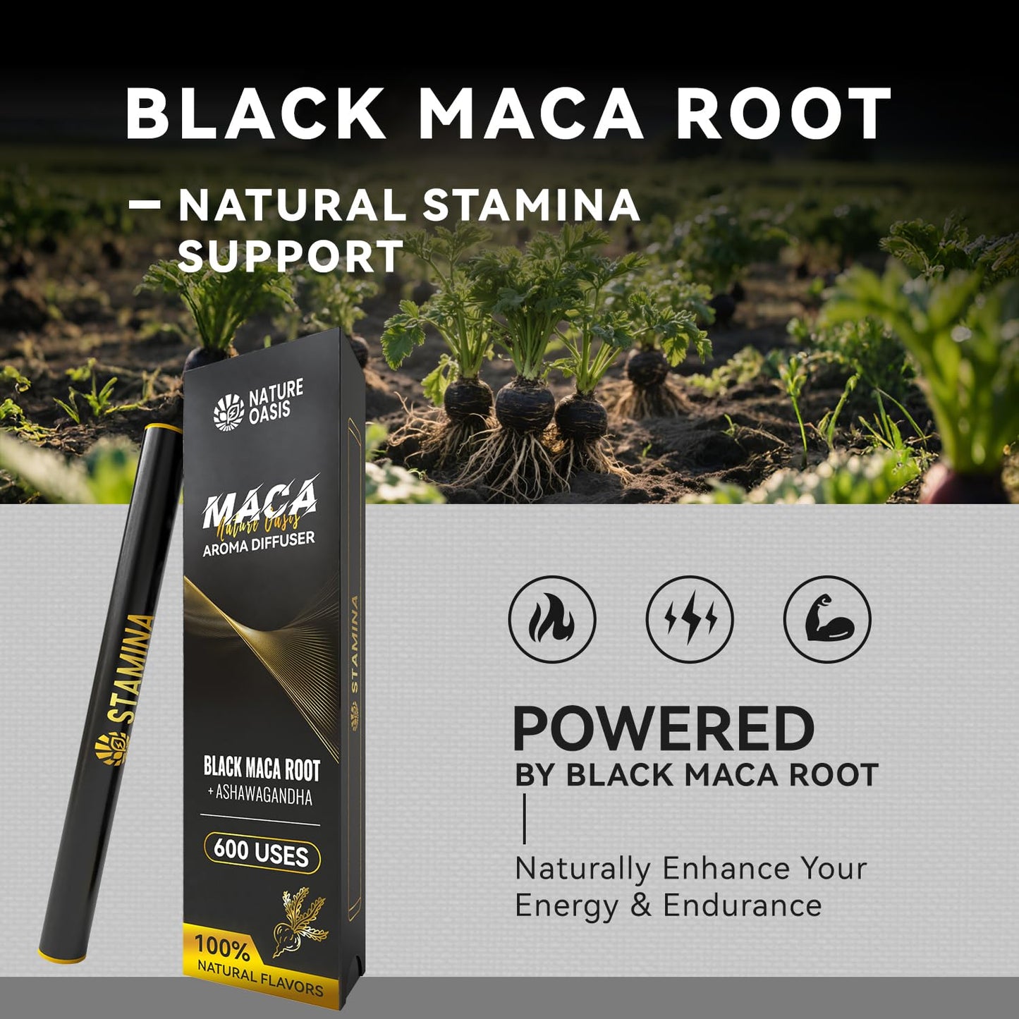 Maca Diffuser with Ashwagandha, Vitamin B12 & C, Natural Plant-Based Stamina Stick, Anxiety Pen, Alpha Pen for Daily Vitality & Endurance - Medaid International