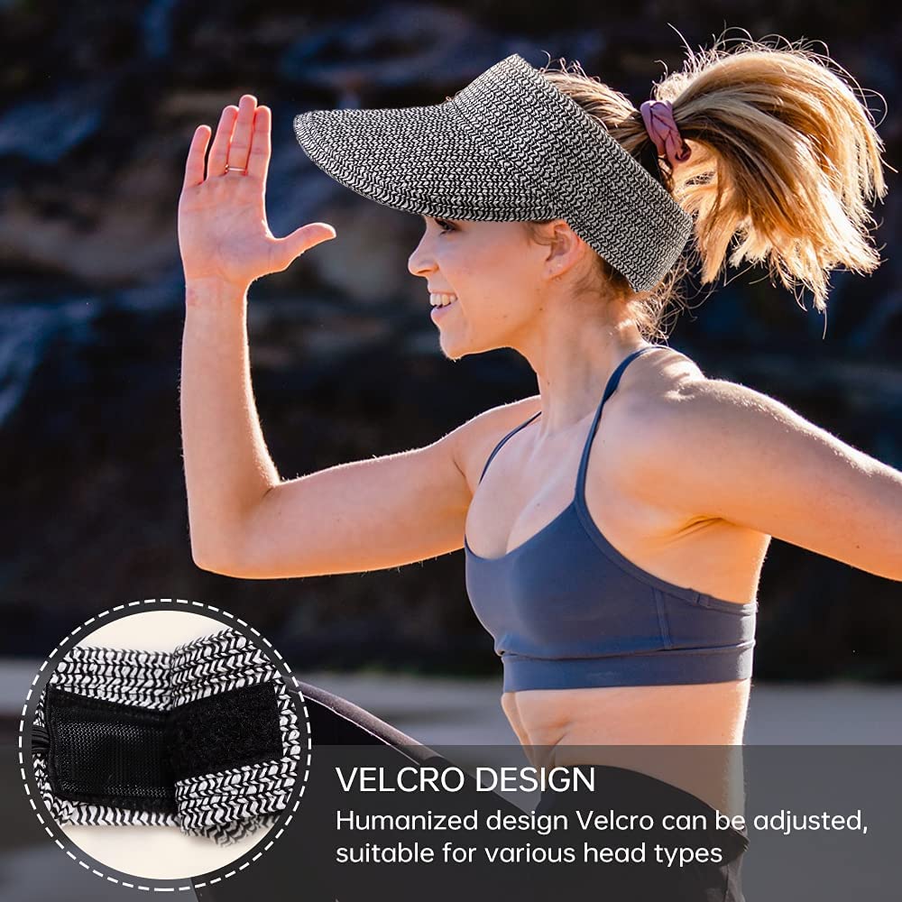 KASTWAVE Summer Visors Women Summer Sun Hat Lady's Portable Beach Visor Bowknot Straw Hat