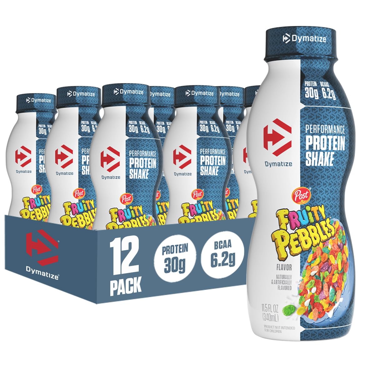 Dymatize Performance Protein Shake, Fruity Pebbles, 30g of Protein, 6.2g BCAA for Muscle Recovery, No Added Sugar, Low Fat, 24 Vitamins and Minerals, Gluten-Free, Ready to Drink, On-the-Go Snack, 11.5fl oz, 12 pack - Medaid International