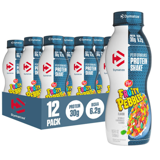 Dymatize Performance Protein Shake, Fruity Pebbles, 30g of Protein, 6.2g BCAA for Muscle Recovery, No Added Sugar, Low Fat, 24 Vitamins and Minerals, Gluten-Free, Ready to Drink, On-the-Go Snack, 11.5fl oz, 12 pack - Medaid International