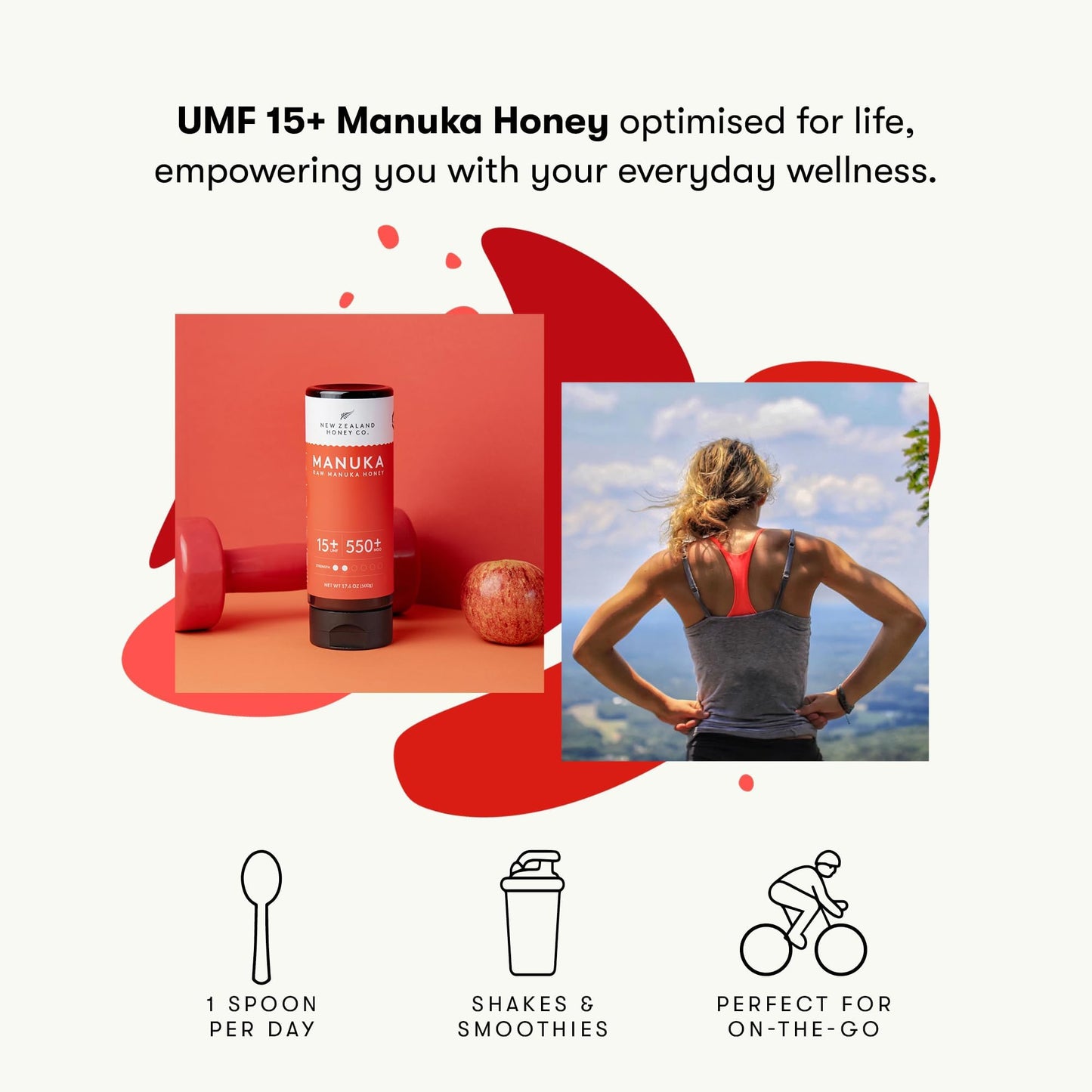 New Zealand Honey Co. Manuka Honey UMF 15+ Squeezy | 500g | 17.6oz - Medaid International